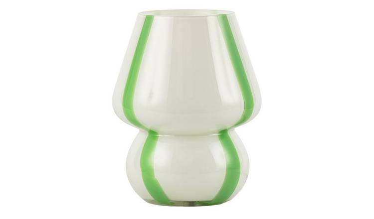 Happy Homewares Green Handcrafted Art Glass in Soft White Table Lamp - 15cm