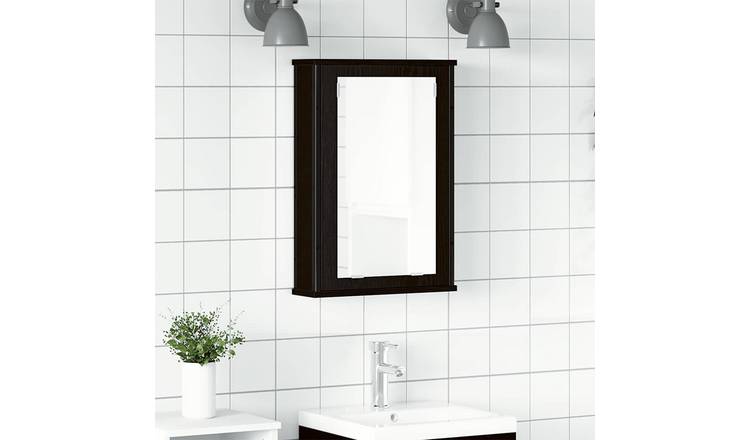 Walplus Engineered Wood Bathroom Mirror Cabinet - Black Oak - 42 x 12 x 60 cm