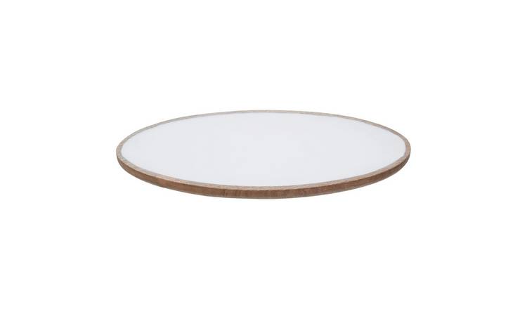 Orsina Kara Mango Wood Oval Serving Platter - White