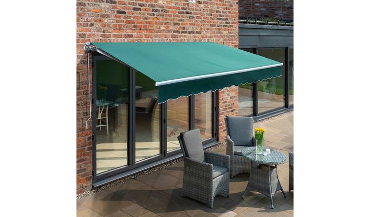 Primrose Awnings 3.0m x 2.5m Retractable Manual Awning Patio Canopy - Green