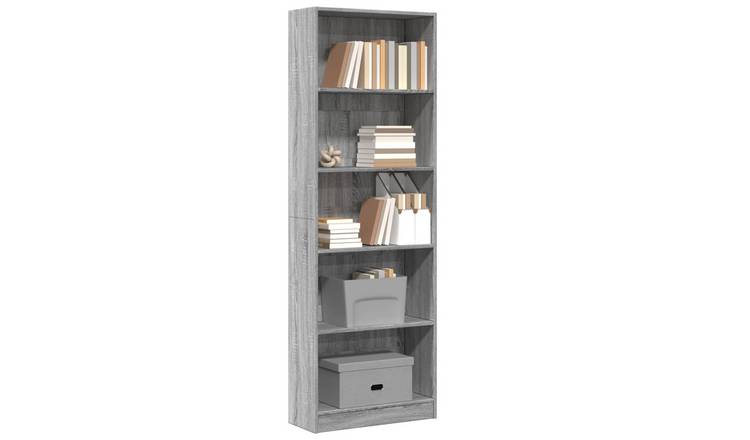 Walplus Engineered Wood Bookcase - Grey and Oak - 60 x 24 x 176 cm