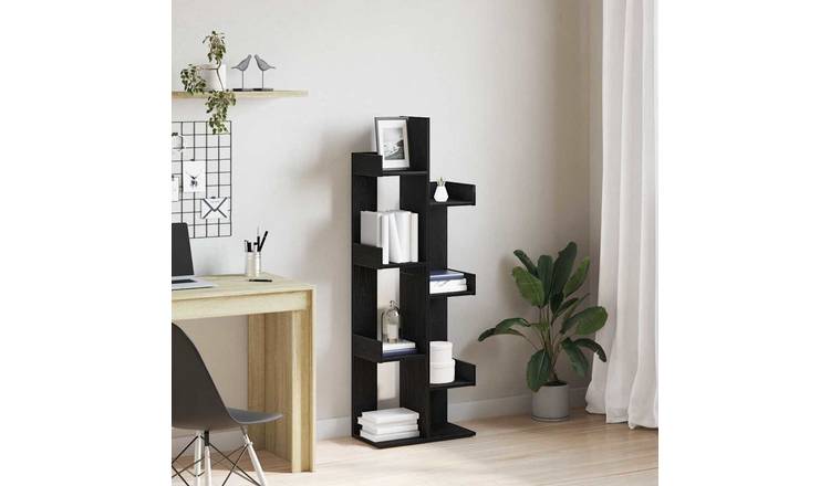 Walplus 8 Tier Engineered Wood Bookcase - Dark Oak - 48 x 25.5 x 140 cm
