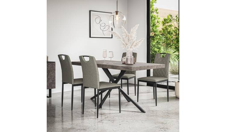 Furniture Online Donni Monza Concrete Effect Dining Table & 6 Grey Chairs