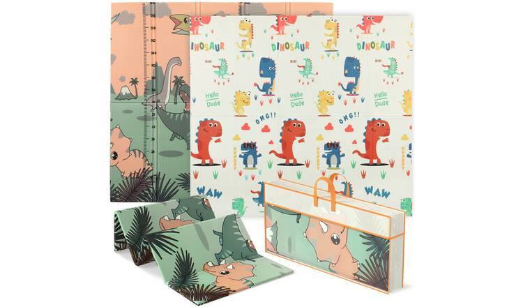 AIYAPLAY 18 Months Plus Dinosaur XPE Double Sided Baby Play Mat – Multicoloured