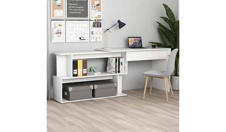 Walplus Wood Corner Desk - White - 200 x 50 x 76 cm