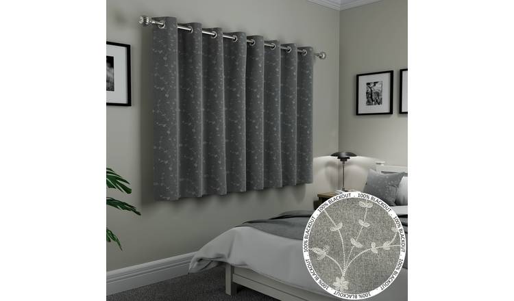 Enhanced Living Dijon Blackout Eyelet Curtains - 117 x 137cm - Grey