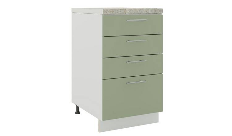 JD Greta 500mm Adjustable Drawer Unit with Drawers & Worktop - Sage Green Matt