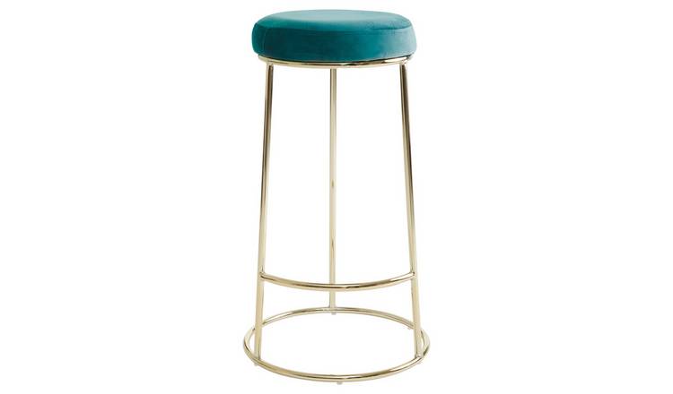 Orsina Manhattan Velvet Tall Bar Stool – Green & Gold