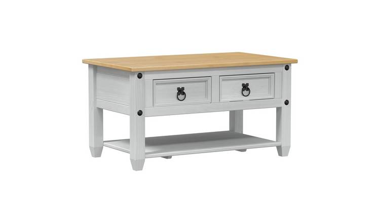 Walplus Solid Pine Wood Coffee Table - White - 85 x 50 x 45 cm