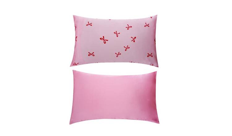 SMUG Satin Pillowcase Set - Red Bows Print
