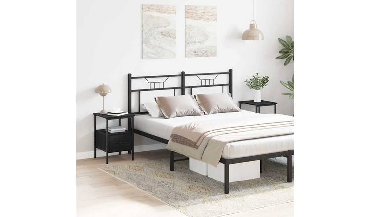 Walplus Pack of 2 Engineered Wood Bedside Cabinet - Black Oak - 34 x 36 x 50 cm