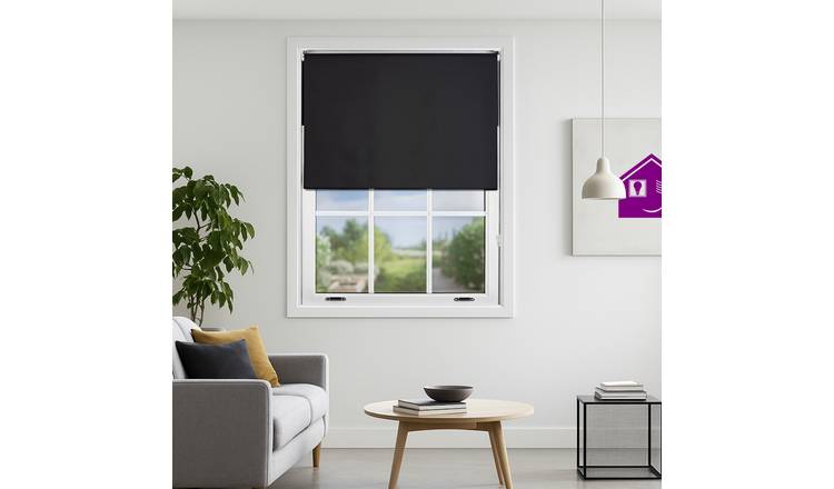 Furnished Black Blackout Roller Blind - 50 x 165cm