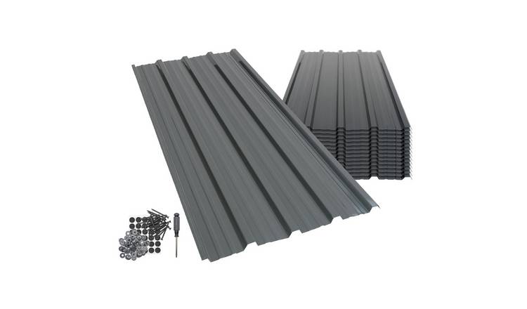 Harbour Housewares 14x Corrugated Metal Roofing Sheets 110 x 46cm  - Anthracite