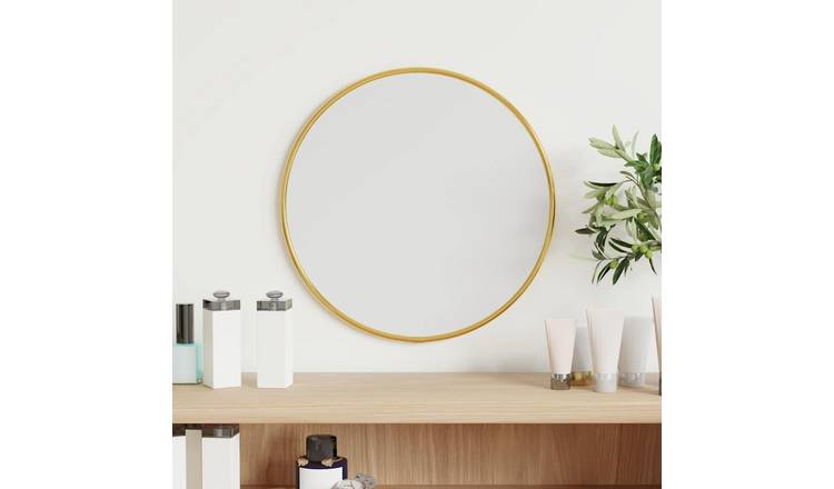 Walplus Round Glass Wall Mirror - Gold - 30 cm