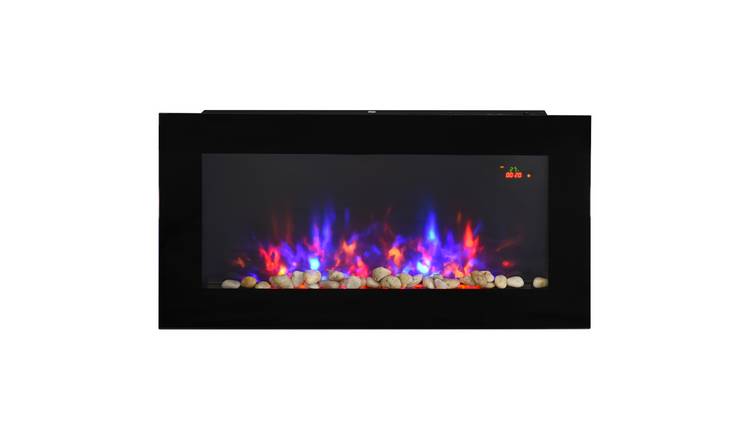 HOMCOM Wall Mounted LED Electric Fireplace - Black