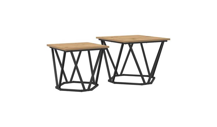 Walplus Pack of 2 Rectangular Side Table - Oak - 50 x 50 x 40 cm
