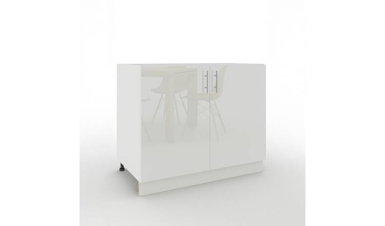 JD Greta 1000mm Adjustable Leg Base Cabinet with 2 Doors - White Gloss