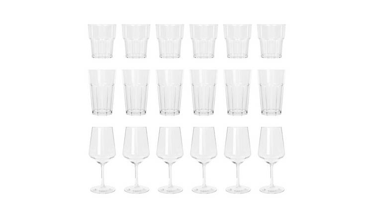 Argon Tableware 18 Piece Reusable Plastic Glassware Set