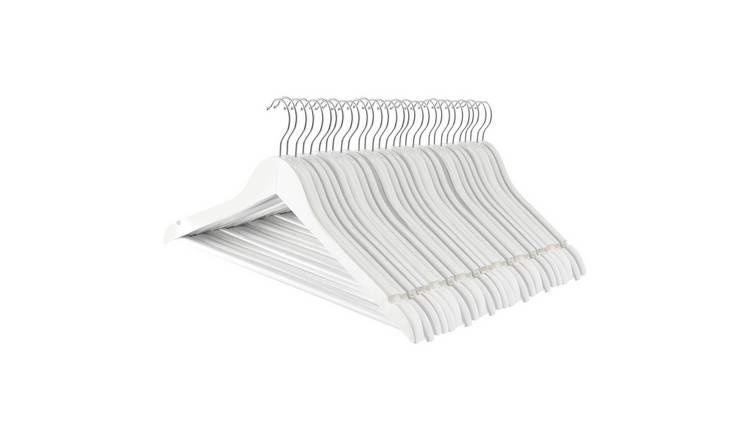 Harbour Housewares Wooden Coat Hangers - White - Pack of 30