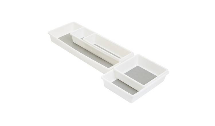 Orsina Romm Set of 5 Plastic Drawer Organiser - White & Grey