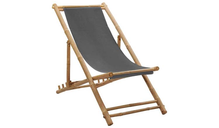 Walplus Bamboo Deck Chair - Dark Grey