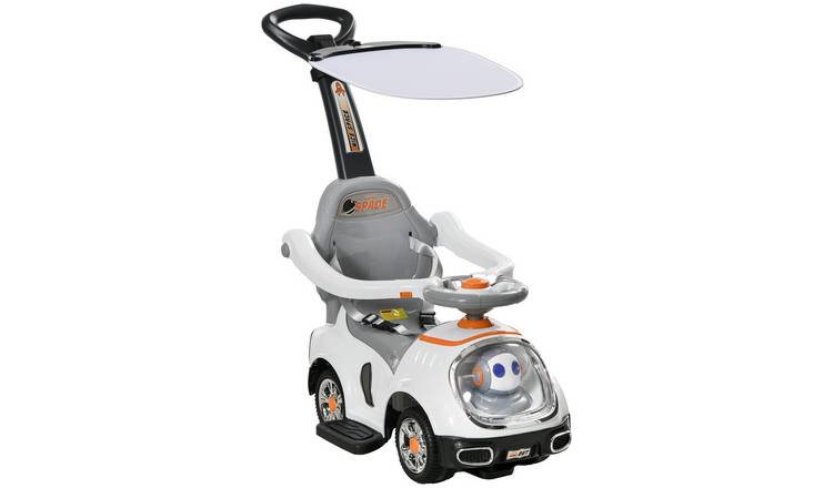 AIYAPLAY 3 in 1 12-36 Months Robot Parent Handle Ride on Push Car – White