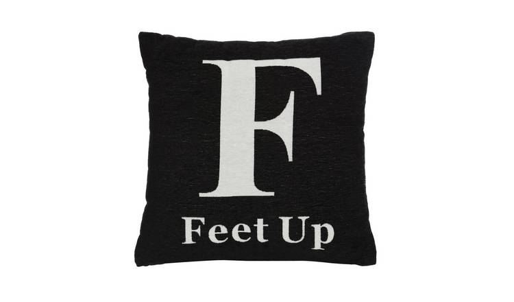 Orsina Words Feet Up Square Cushion – Black