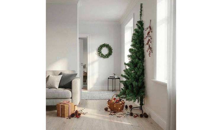 Walplus 605 Branch Tips Half Artificial Christmas Tree - Green - 210 cm