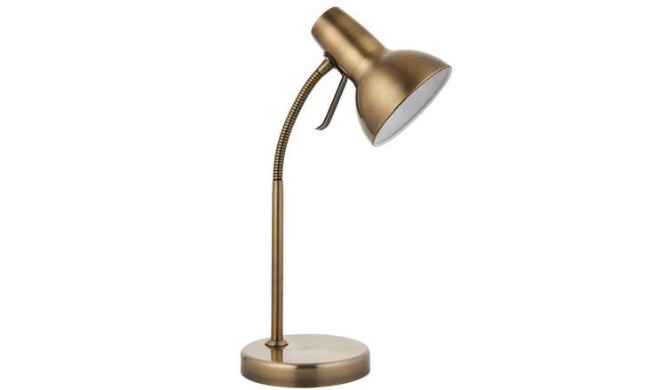 Loops Direct Steel Adjustable Neck Table Lamp - Antique Brass