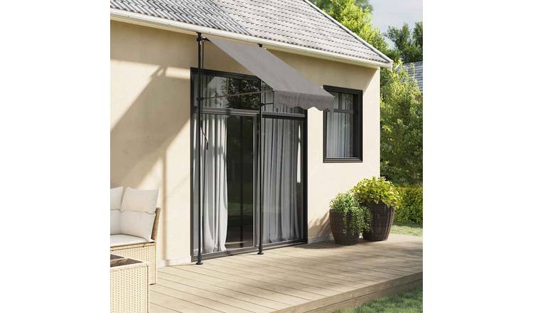 Walplus Polyester Retractable Awning - Anthracite - 100 x 150 cm