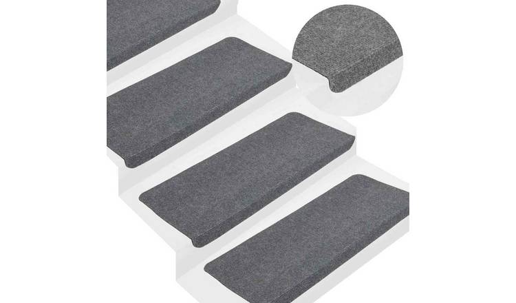 Walplus Pack of 30 Self-Adhesive Needle-Punched Stair Mats - Grey - 65 x 24.5 cm