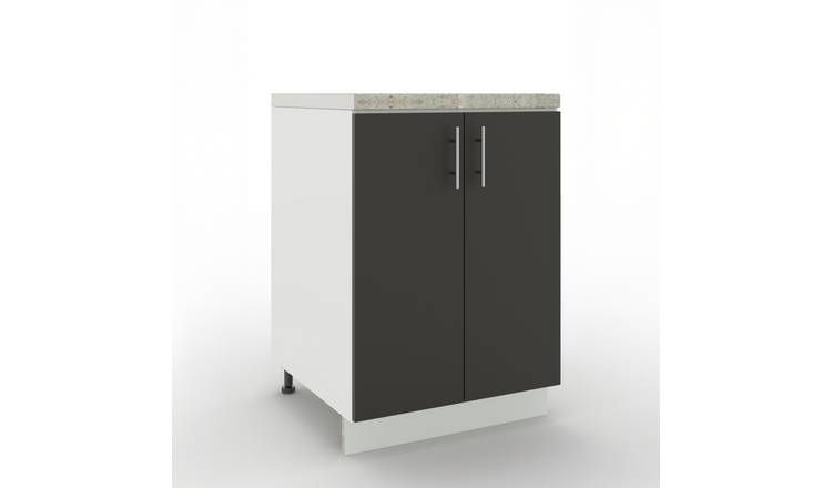 JD Greta 600mm Adjustable Base Cabinet 2 Doors & Worktop - Dark Grey Matt