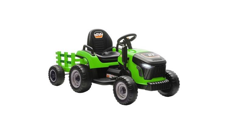 AIYAPLAY 12V 3 to 8 Years Remote Control Ride On Tractor with Trailer – Green