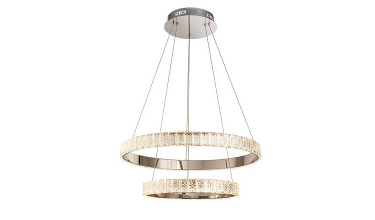 Loops Direct Steel and Crystal Ceiling Pendant Light - Chrome and Clear Crystal