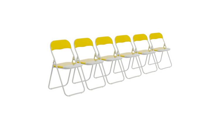 Harbour Housewares Coloured Padded Folding Chairs - Yellow - Pack of 6