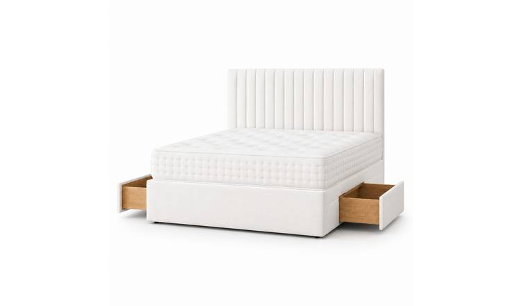 Comfy Deluxe 4ft6 Double    2 Drawer Suede  Divan Bed Set - White