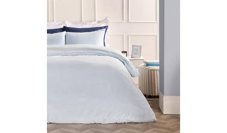 OHS Plain Dyed Microfibre Duvet Cover Set Bedding Light Blue - King