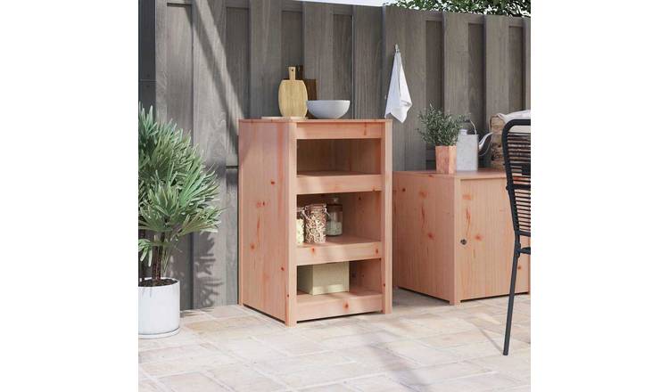 Walplus 3 Shelf Solid Pine Storage Cabinet - Brown Oak - 55 x 55 x 92 cm