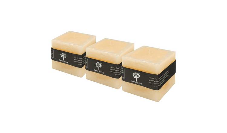 Nicola Spring 130ml Square Vanilla Pillar Candles Pack of 3 - Cream