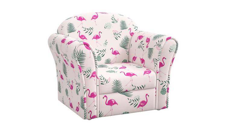 AIYAPLAY Single Seat Wooden Frame Kids Sofa Chair with Flamingo Design - Pink