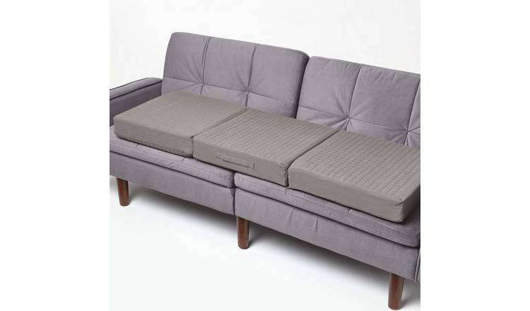 Homescapes Cotton Orthopaedic Foam 3 Seater Sofa Booster Cushion - Charcoal