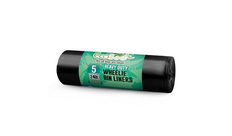 EcoBag Black 240L Heavy Duty Wheelie Bin Liners - Pack of 5