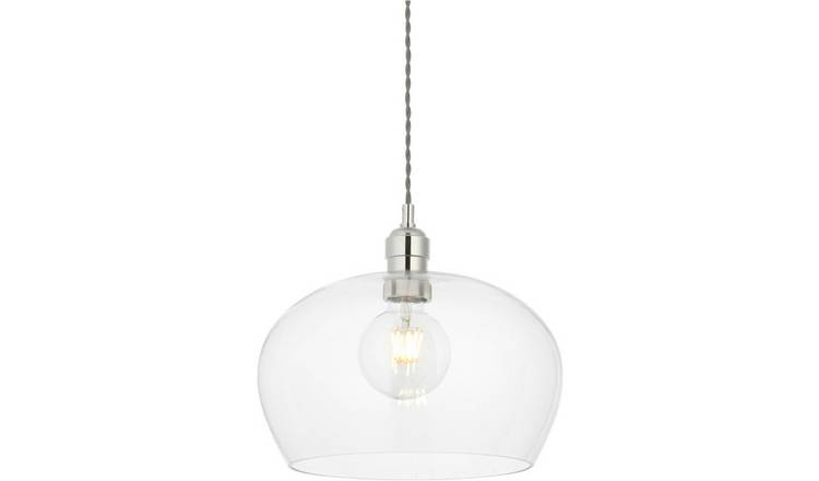 Loops Direct Clear Glass LED Pendant Light - Bright Nickel