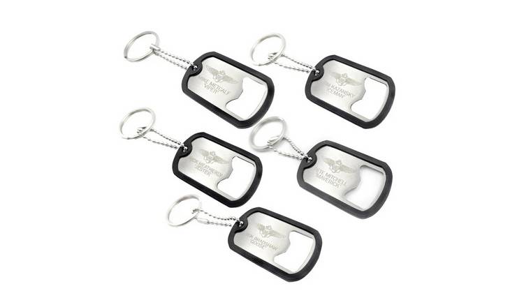 Dog Tag Bottle Opener 1 of 5 Designs Selected at Random - Silver