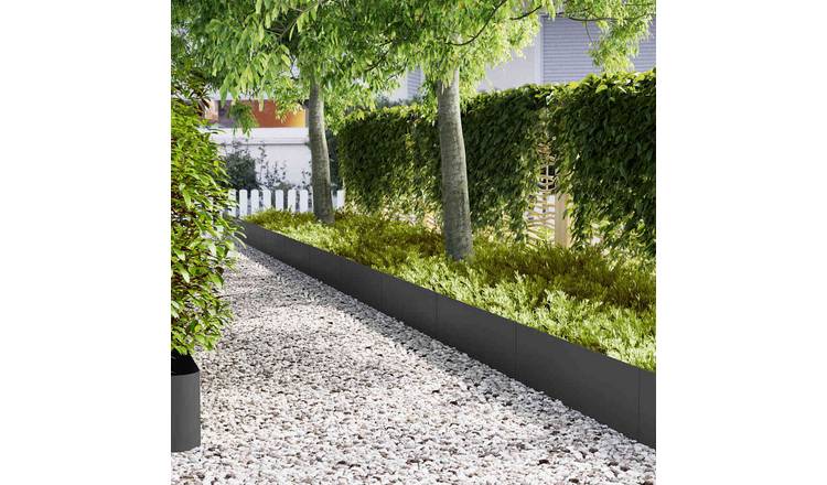 Walplus Pack of 20 Cold Rolled Steel Lawn Edging - Black - 100 x 0.05 x 30 cm