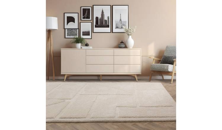 Mega Flooring White Modern Geometric Rug - 120 x 170cm