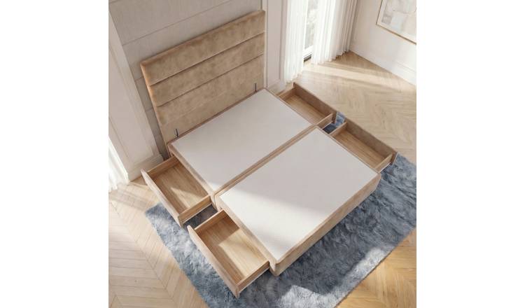 Somnior Regent Velvet Small Double 4 Drawer Divan Bed 54" Headboard - Beige