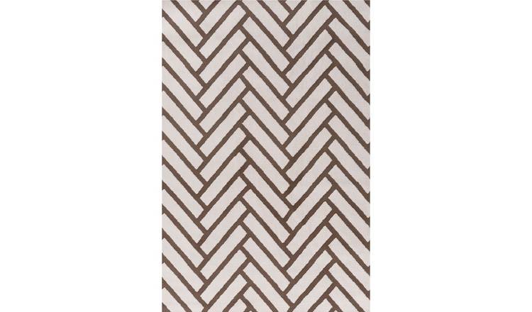 The Rugs Brown Loft Herringbone Rug - 80 x 150cm