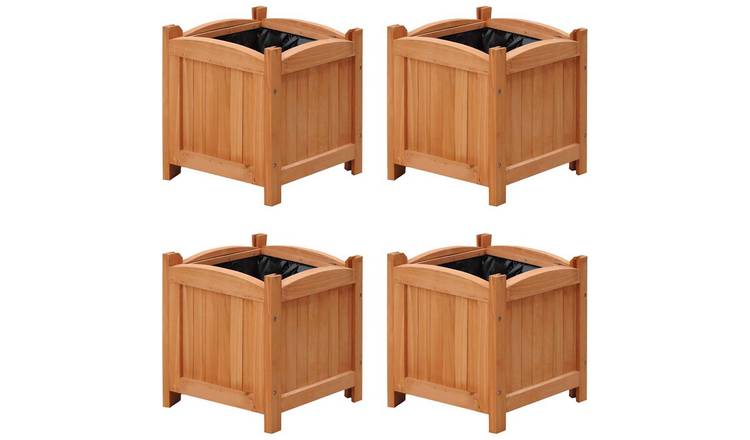Walplus Pack of 4 Wood Raised Garden Bed - 30x30x30 cm