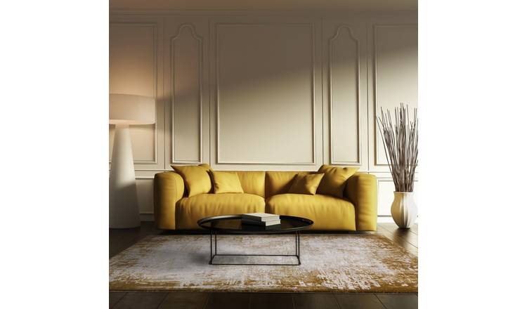 Mega Flooring Gold Modern Abstract Rug - 80 x 150cm